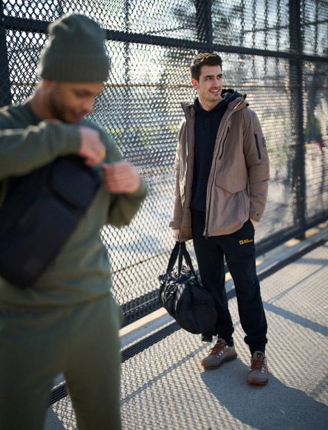Two men in a city